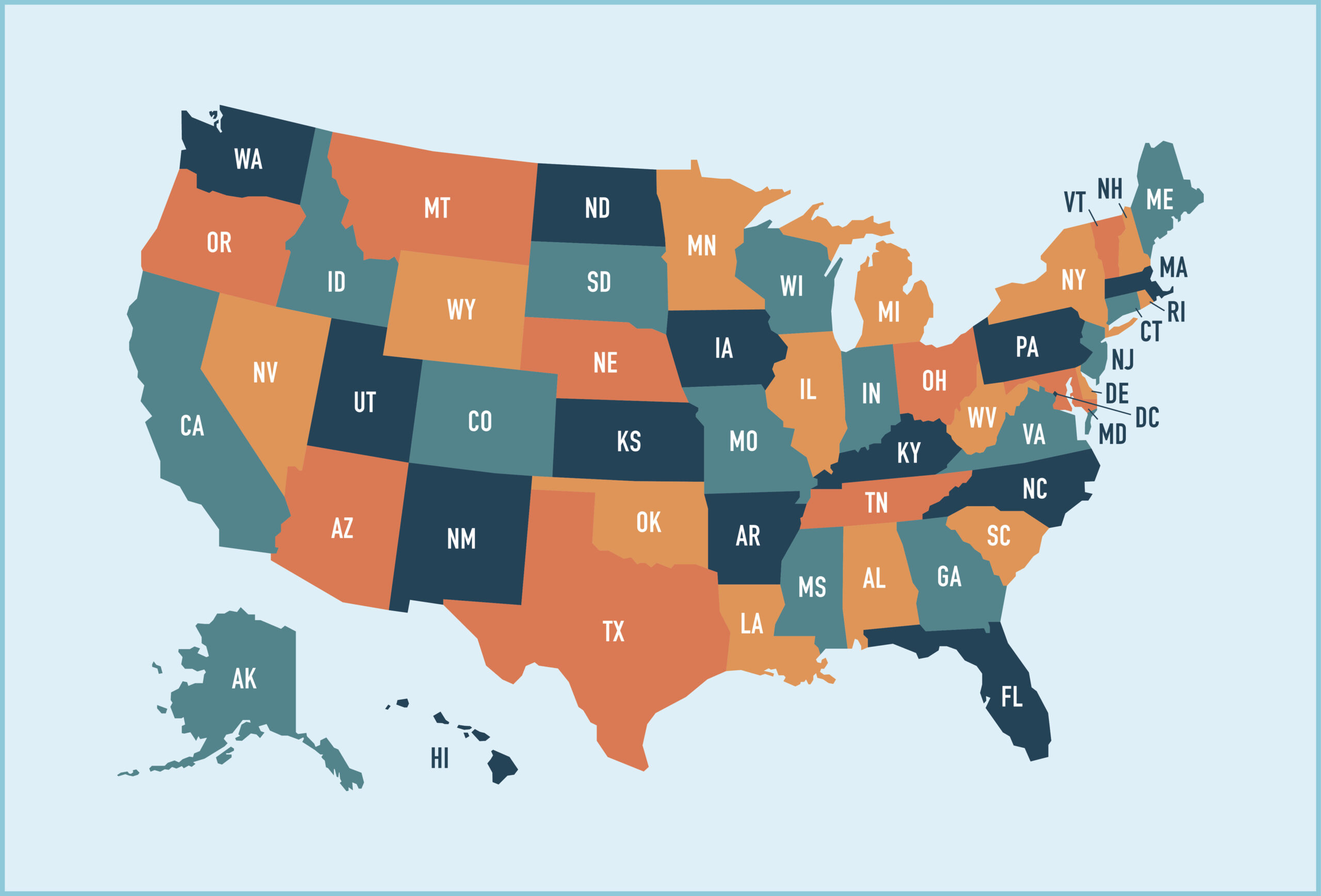 Colorful Map of the U.S.