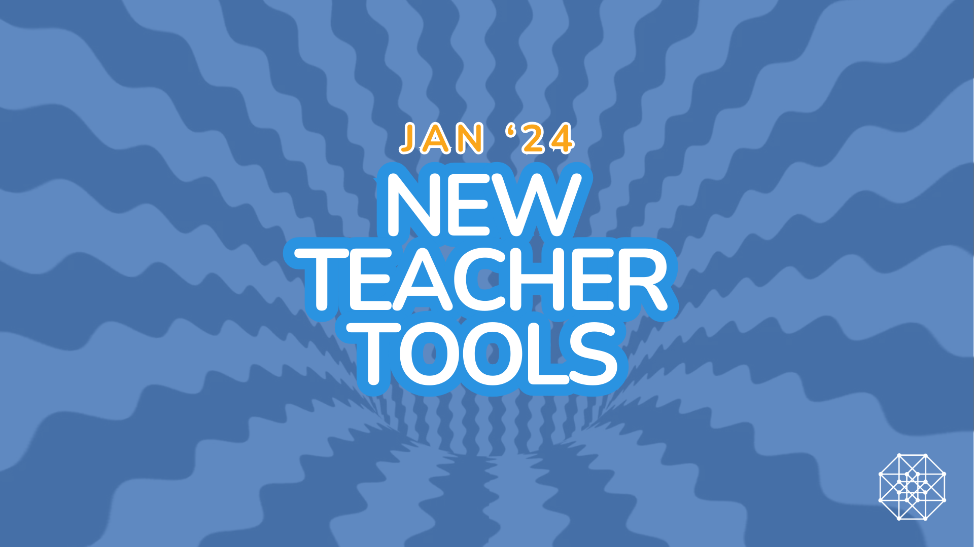 Optical illusion wormhole with the text "JAN '24: NEW TEACHER TOOLS" from eMATHinstruction